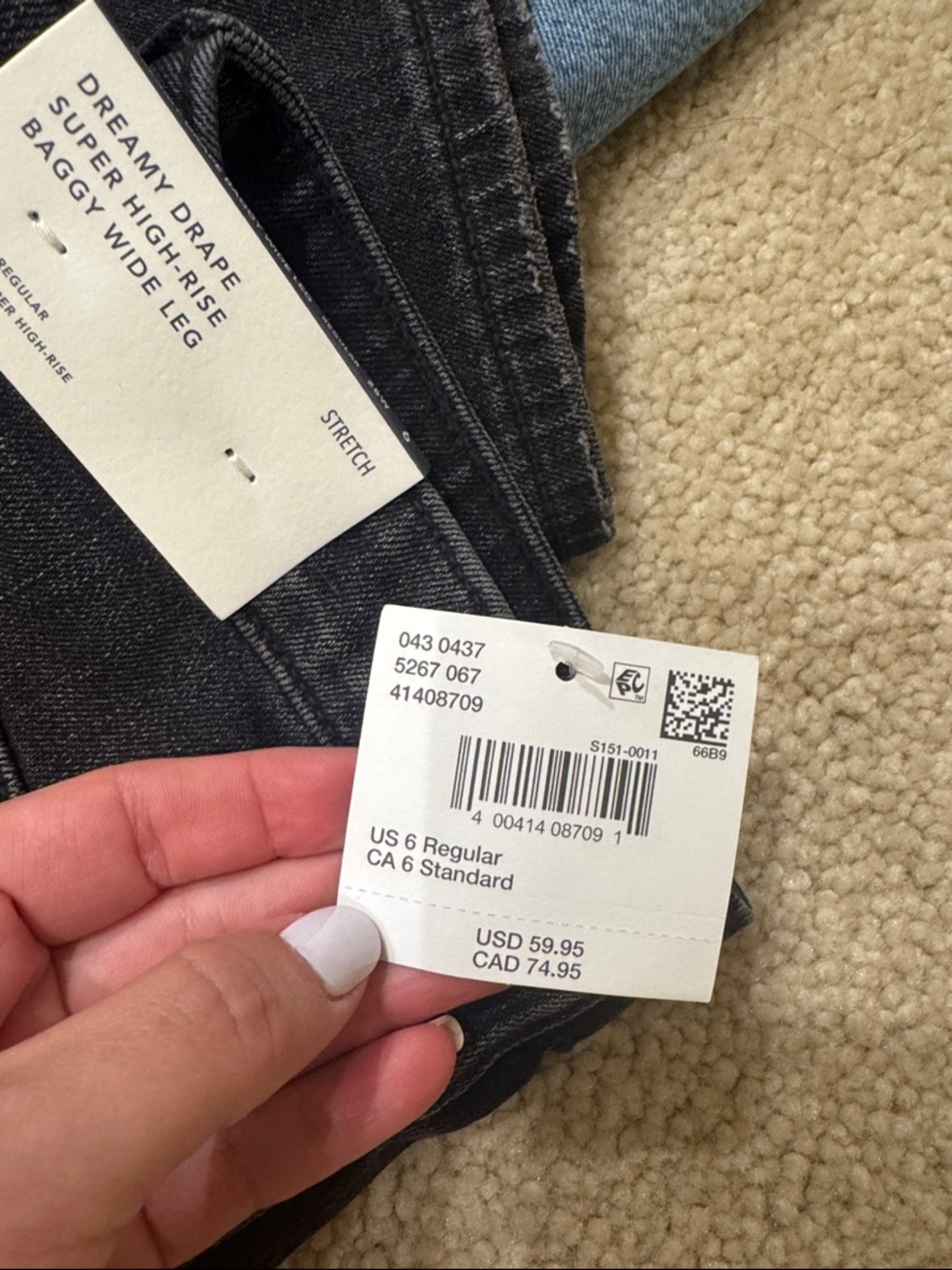 American Eagle Outfitters Black Wide Leg Ripped Jeans - Picture 3 of 3